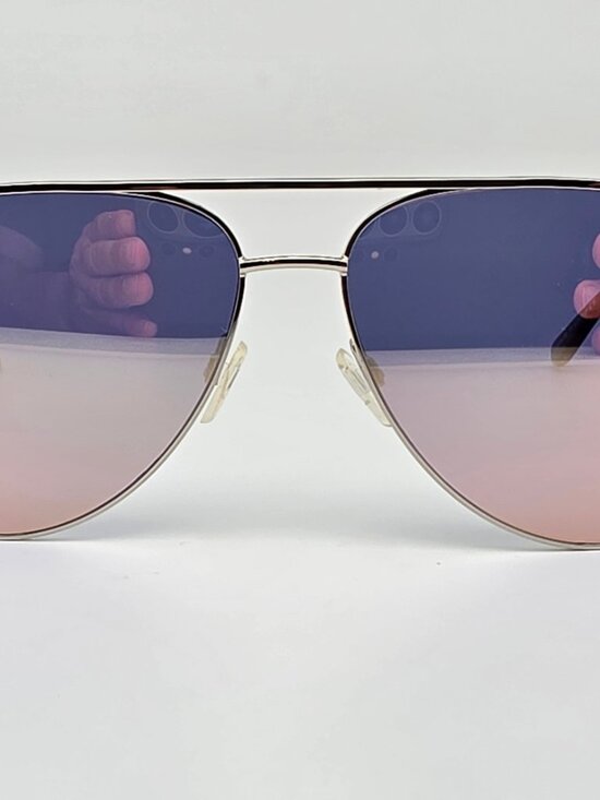 Quay Australia Desi High Key Silver Frame Rose Silver Mirror Aviator Sunglasses
